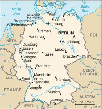 Germany map (World Factbook)