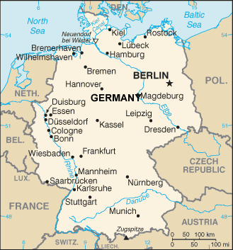 Germany map (World Factbook, modified)