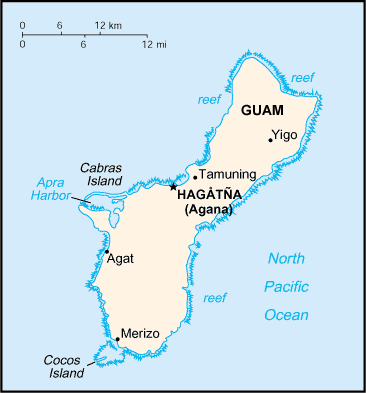 Guam map (World Factbook, modified) - Click Image to Close