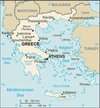 Greece map (World Factbook, modified)