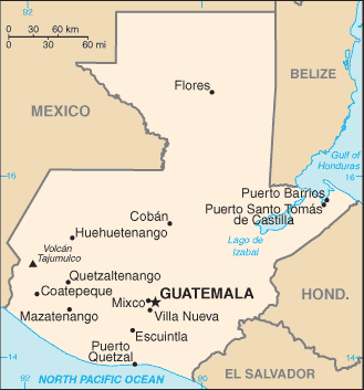 Guatemala map (World Factbook, modified)
