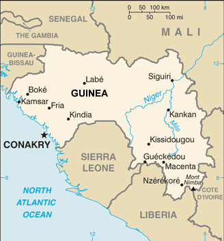 Guinea map (World Factbook, modified) - Click Image to Close