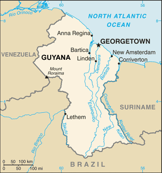 Guyana map (World Factbook, modified)