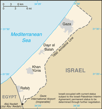 Gaza Strip map (World Factbook)