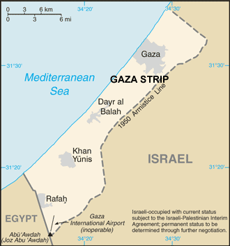 Gaza Strip map (World Factbook, modified) - Click Image to Close