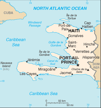 Haiti map (World Factbook, modified) - Click Image to Close