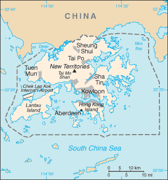 Hong Kong map (World Factbook)