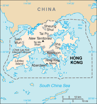 Hong Kong map (World Factbook, modified) - Click Image to Close