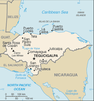 Honduras map (World Factbook)