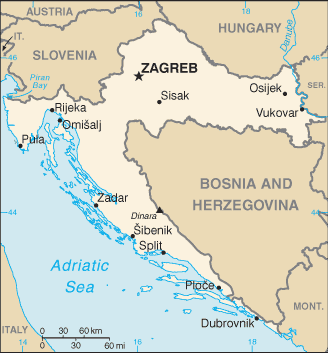 Croatia map (World Factbook)