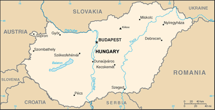 Hungary map (World Factbook, modified)