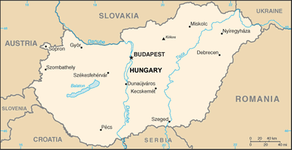 Hungary map (World Factbook, modified) - Click Image to Close