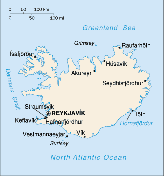 Iceland map (World Factbook)