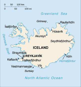 Iceland map (World Factbook, modified) - Click Image to Close