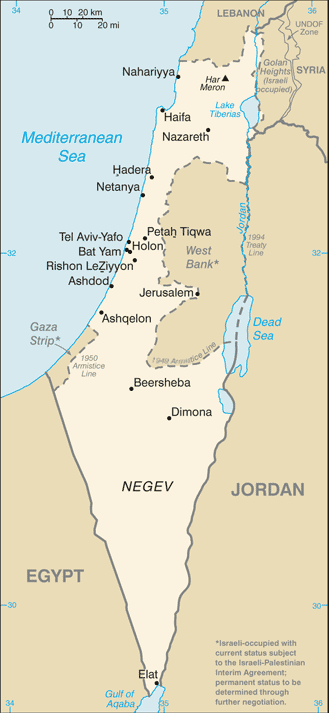 Israel map (World Factbook)