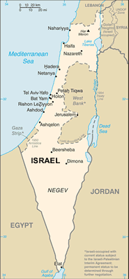 Israel map (World Factbook, modified)
