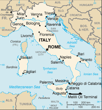 Italy map (World Factbook, modified)