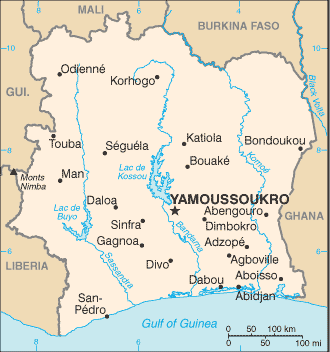 Cote d'Ivoire map (World Factbook)