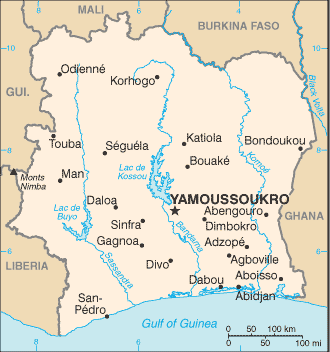 Cote d'Ivoire map (World Factbook) - Click Image to Close