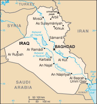 Iraq map (World Factbook, modified)