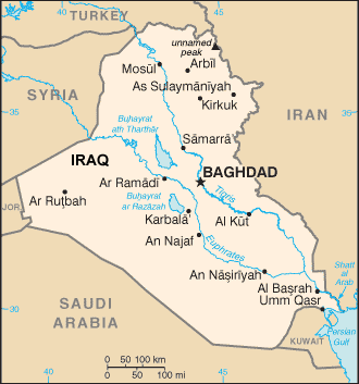 Iraq map (World Factbook, modified) - Click Image to Close