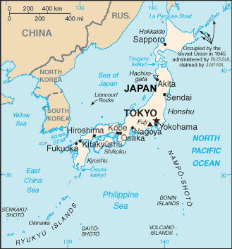 Japan map (World Factbook, modified) - Click Image to Close