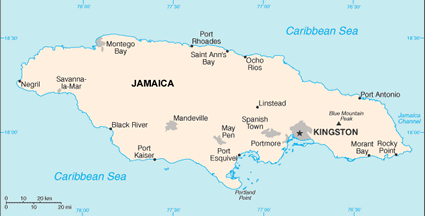 Jamaica map (World Factbook, modified)