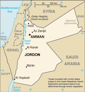 Jordan map (World Factbook, modified) - Click Image to Close