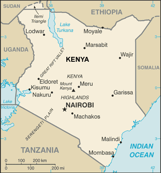 Kenya map (World Factbook, modified) - Click Image to Close