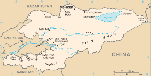 Kyrgyzstan map (World Factbook) - Click Image to Close