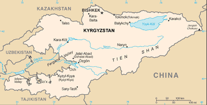 Kyrgyzstan map (World Factbook, modified) - Click Image to Close