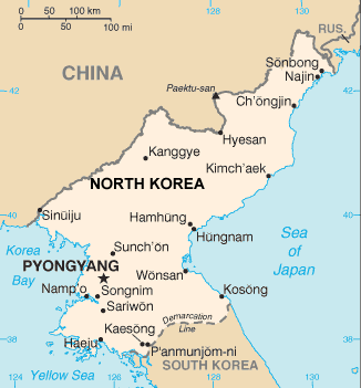 Korea, North map (World Factbook, modified)