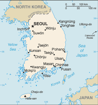 Korea, South map (World Factbook)