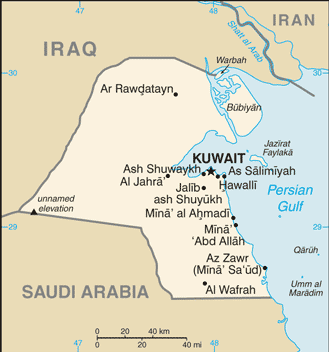 Kuwait map (World Factbook, modified)
