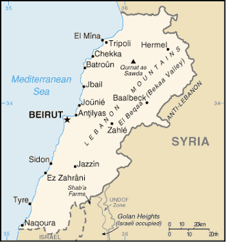 Lebanon map (World Factbook)