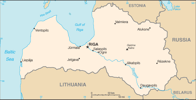 Latvia map (World Factbook)