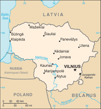 Lithuania map (World Factbook)