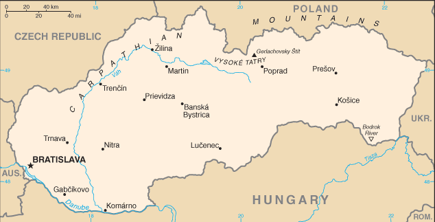 Slovakia map (World Factbook)