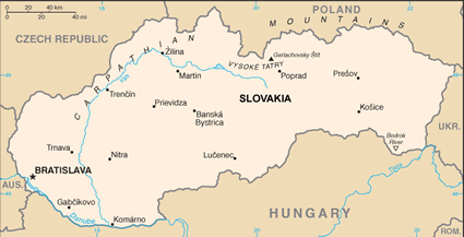 Slovakia map (World Factbook, modified) - Click Image to Close