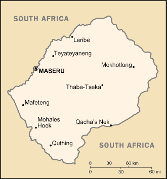 Lesotho map (World Factbook)