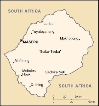 Lesotho map (World Factbook) - Click Image to Close