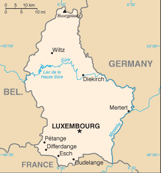 Luxembourg map (World Factbook)