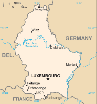 Luxembourg map (World Factbook, modified) - Click Image to Close