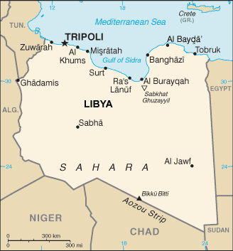 Libya map (World Factbook, modified)