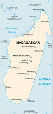 Madagascar map (World Factbook, modified)