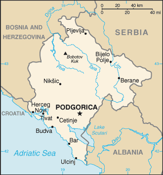 Montenegro map (World Factbook)