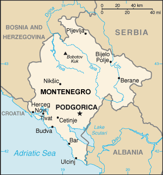 (image for) Montenegro map (World Factbook, modified)