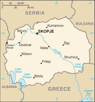 Macedonia, The Former Yugoslav Republic of map (World Factbook) (image for) Macedonia, The Former Yugoslav Republic of map (World Factbook)