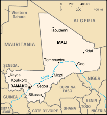 Mali map (World Factbook, modified) - Click Image to Close