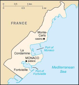 Monaco map (World Factbook, modified) - Click Image to Close